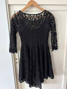 Free People Black Lace Fit & Flare Dress